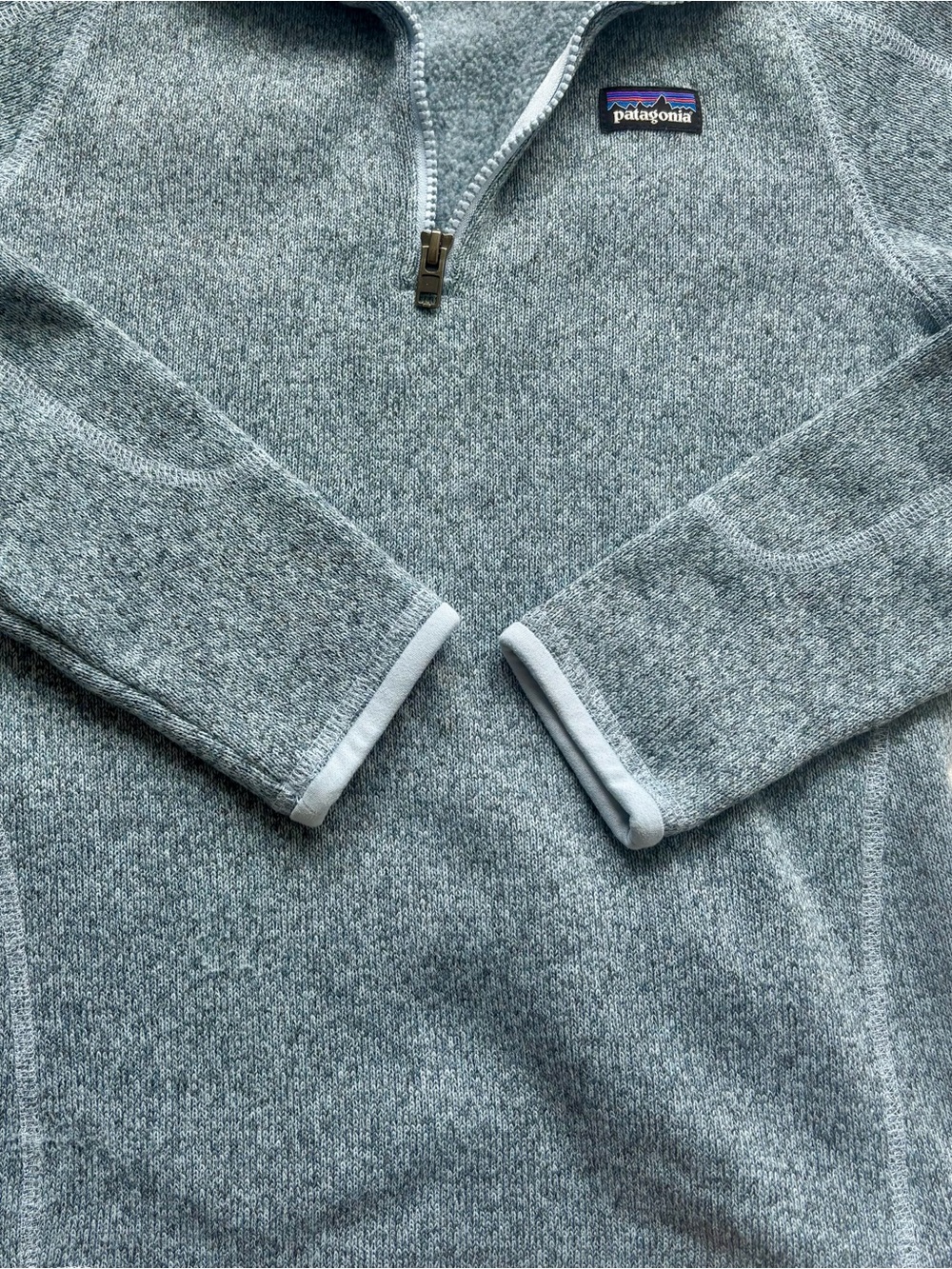 Patagonia Girls Better Sweater Quarter 1/4 Zip Fleece Ice Light Blue Size L (12) - Picture 5 of 7